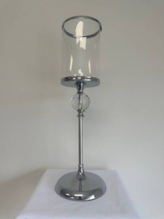 Large Candle Holder with Crystal Ball Stem